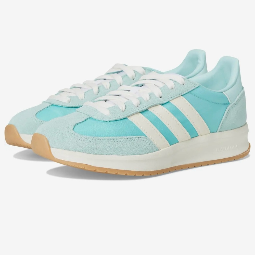 Adidas Women's Aqua and White Sneakers